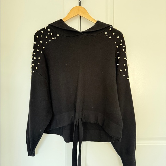 Zara Tops - ZARA Black Pearl&Stud-Embellished Women's Hoodie
